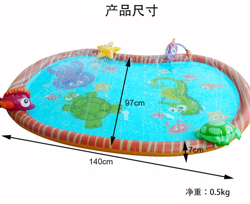 Summer Outdoor Backyard Play Toys PVC Inflatable 3D Sealife Water Sprinkler Pad Mat for Kids